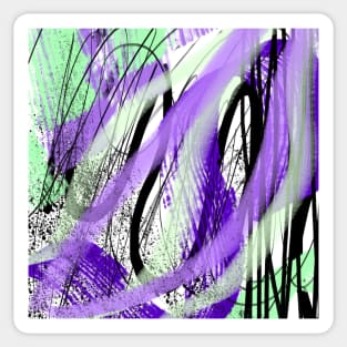 Abstract Purple, Green, and Black Graffiti Textured Painting, made by EndlessEmporium Sticker